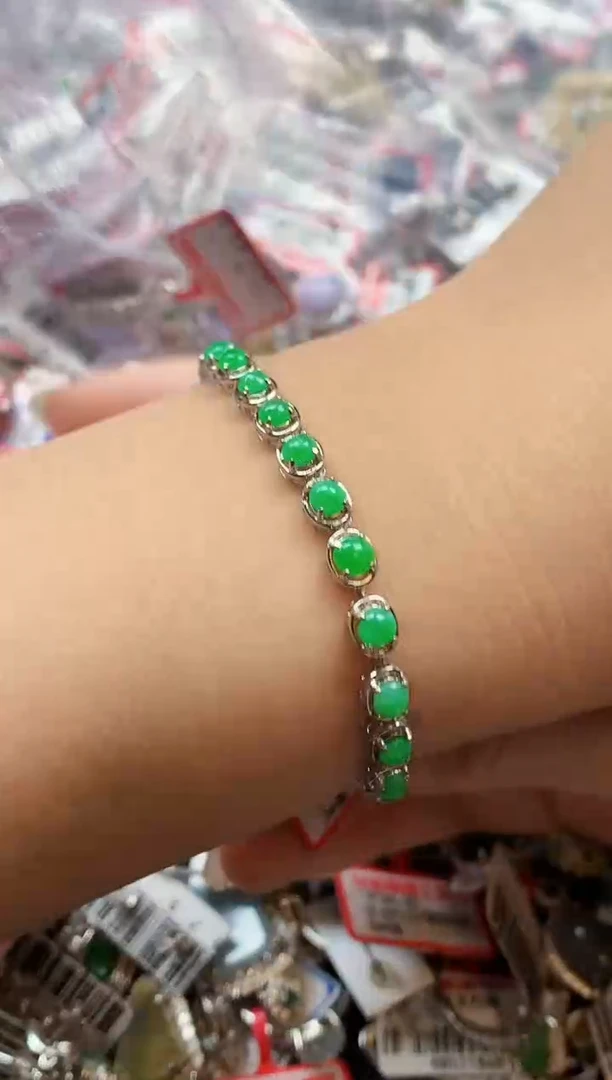 银S925镶嵌戒指翡翠天然A货缅甸翡翠