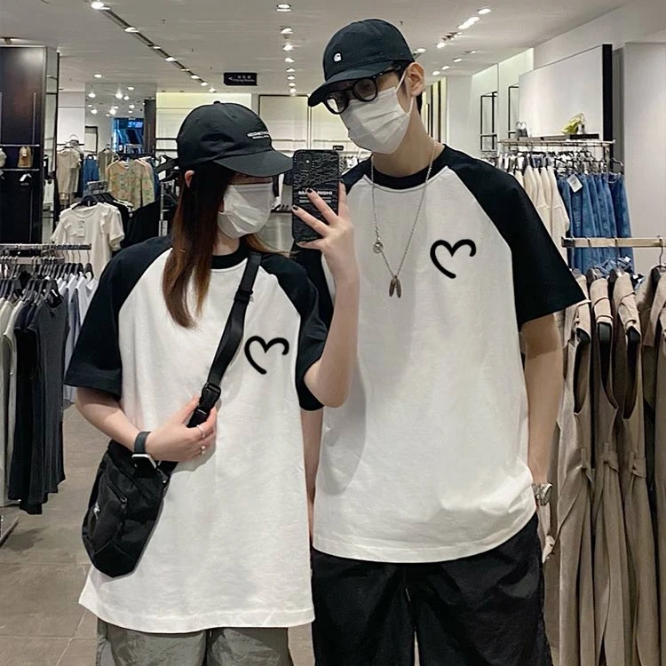 disoo特别的情侣装夏季短袖2025新款潮牌设计感小众夏装插肩袖t恤