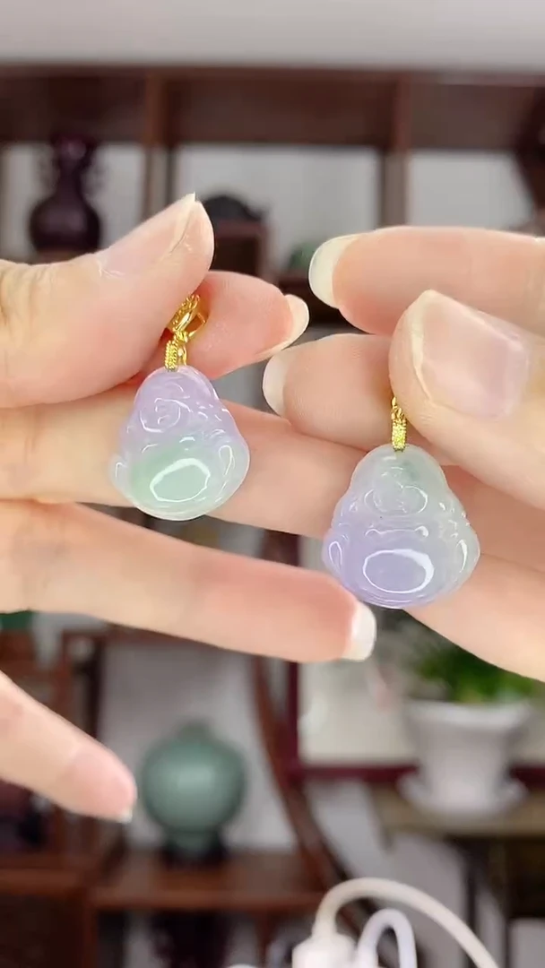 翡翠未镶嵌吊坠(赠链)X34春彩小佛公