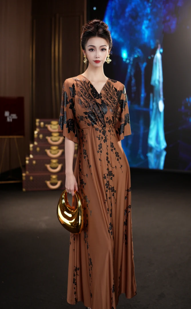 YINGHOU【西西】气质显瘦高贵优雅法式设计师连衣裙 D29220