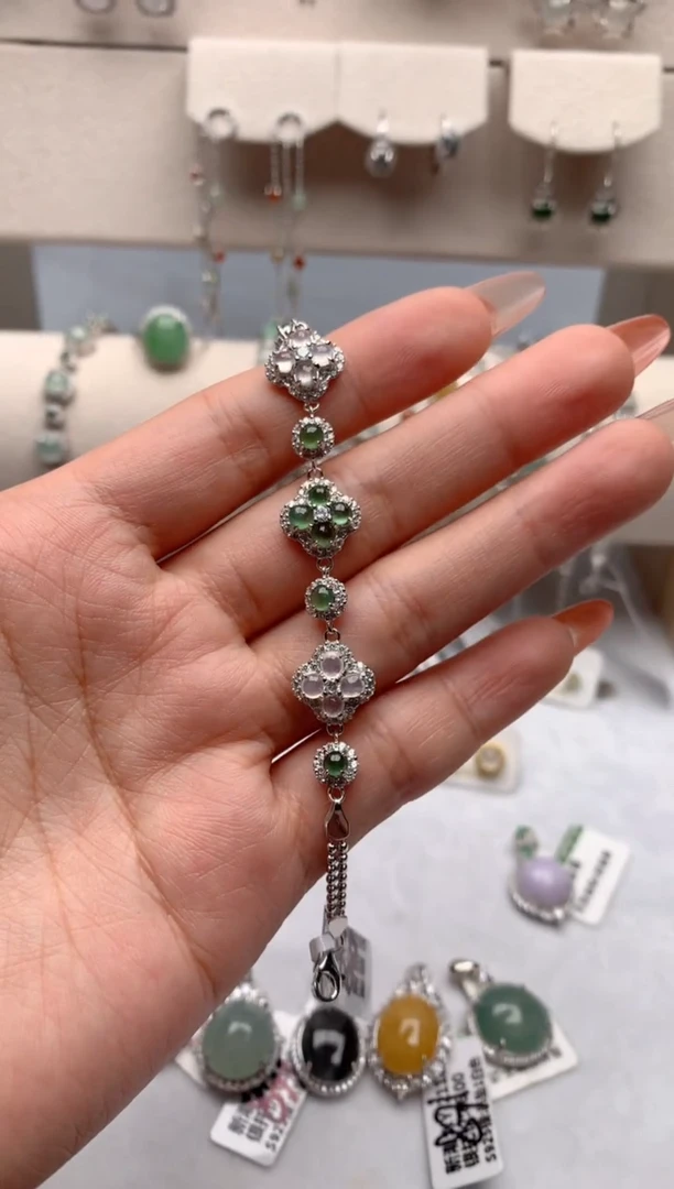 【闪购商品】翡翠手链银S925镶嵌1号