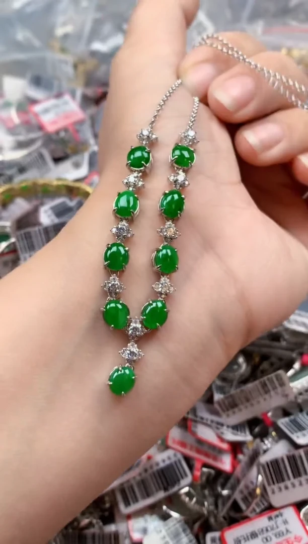 银S925镶嵌戒指翡翠天然A货缅甸翡翠