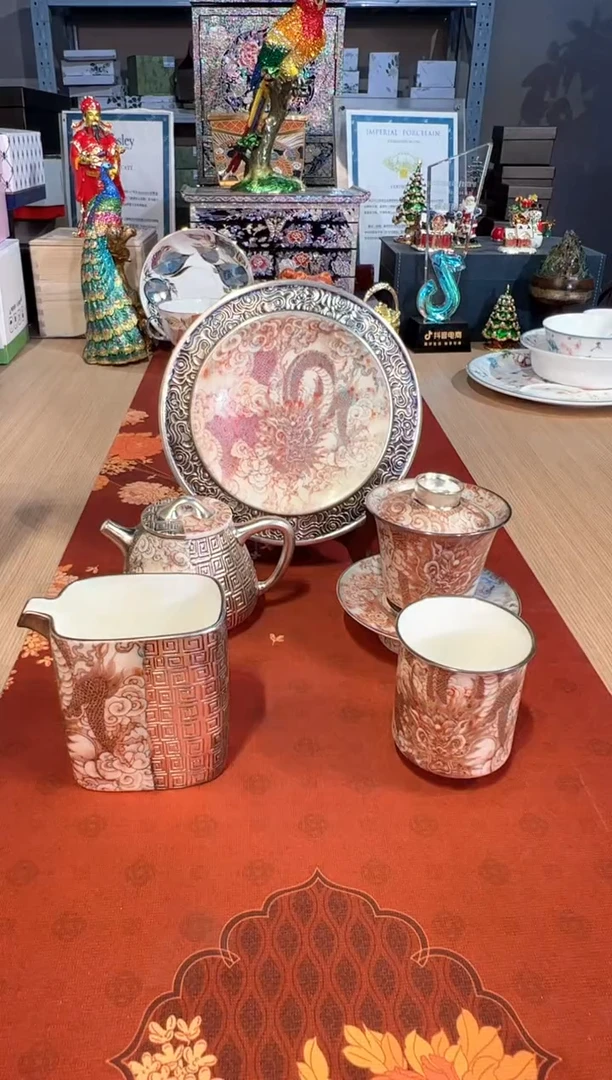 【闪购商品】杯80彩金龙五件套（拼接壶）