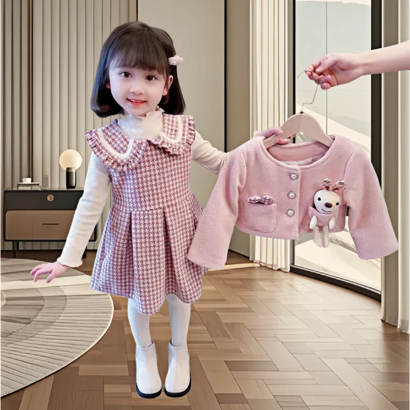 女童春秋款裙子套装2025新款洋气春装女宝宝小香风套裙儿童连衣裙