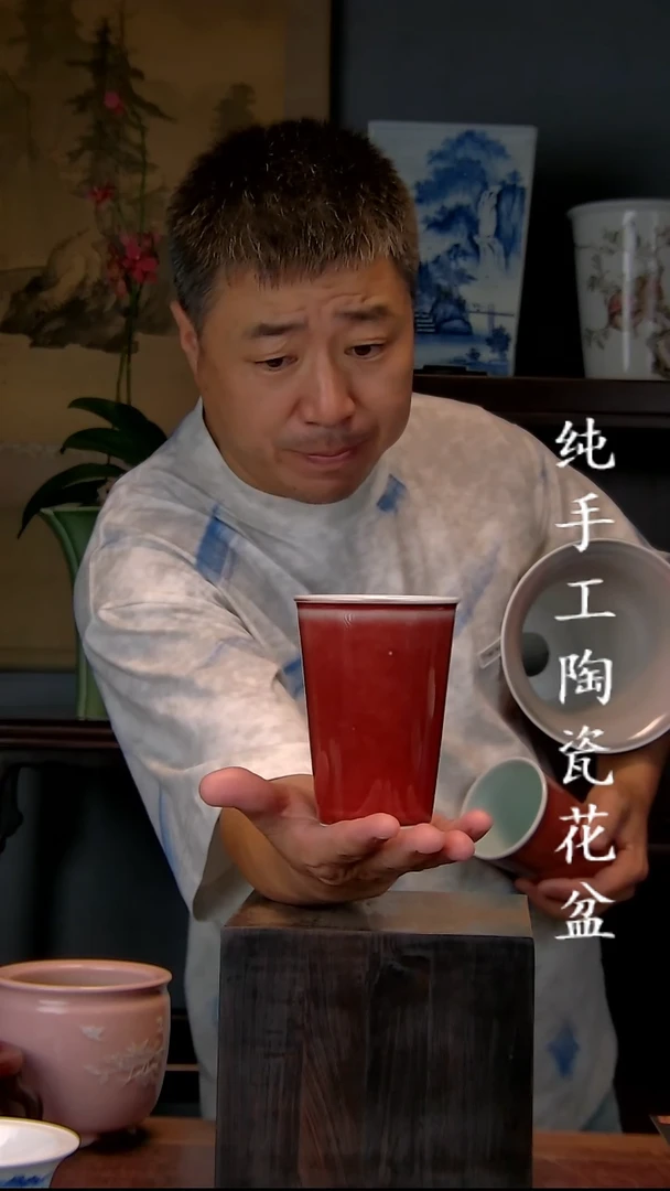 景德镇手工陶瓷花盆--瑕疵