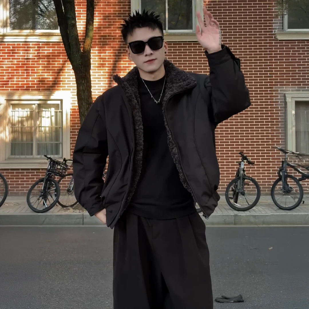 冬季男士翻领加厚保暖棉衣2025新款美式棉服外套男款袄子休闲棉袄