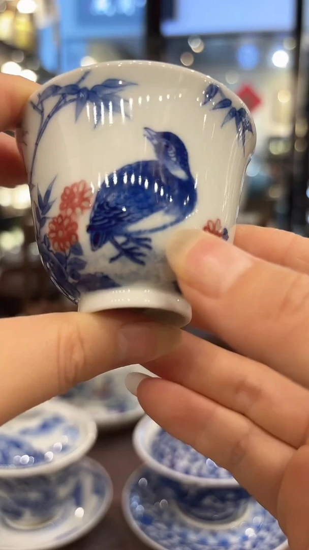 景德镇青花竹报平安单杯
