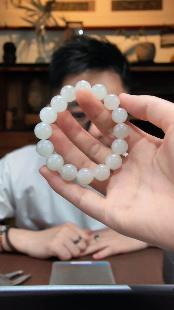 手串未镶嵌和田玉白玉圆珠手串XE12*