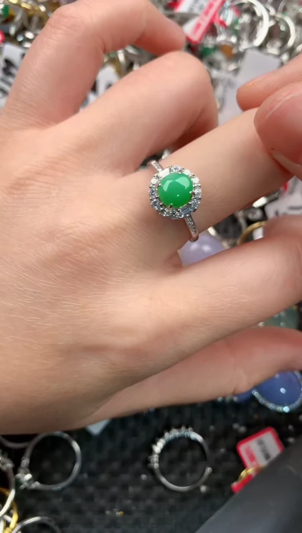 银S925镶嵌戒指翡翠999   9