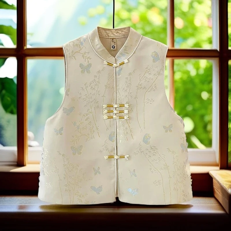 【竹蝶】2025新款春季织锦马甲春季出行穿搭中国风国潮百搭时尚宋锦