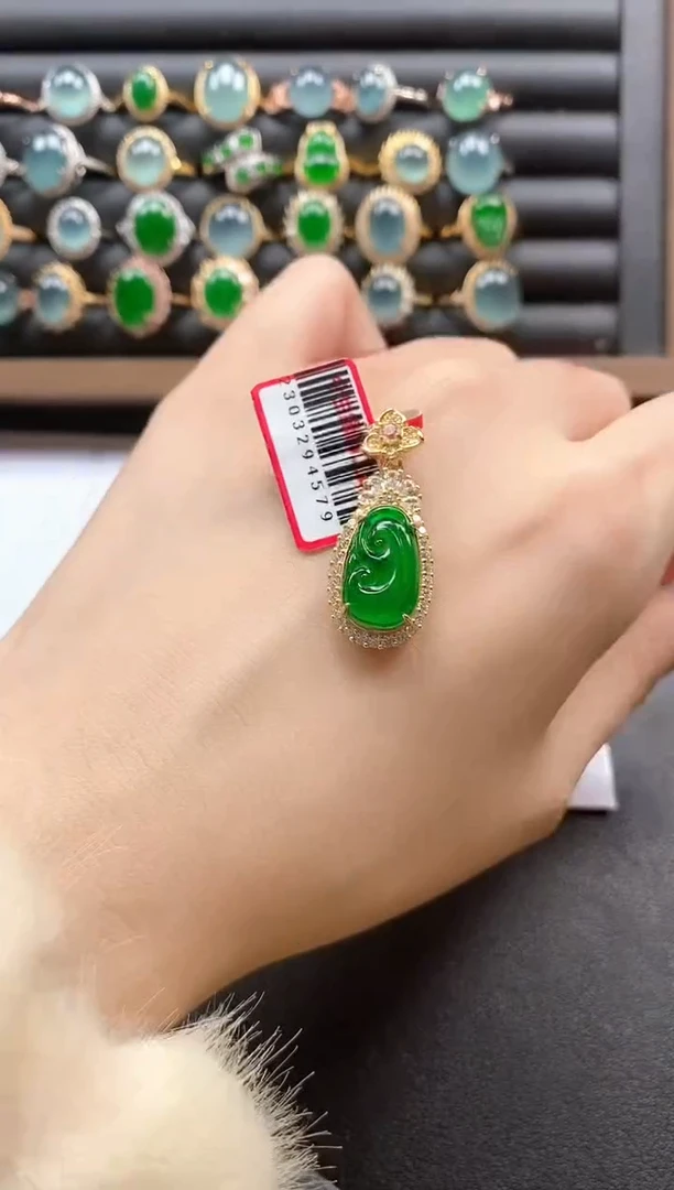 银S925镶嵌戒指翡翠51511