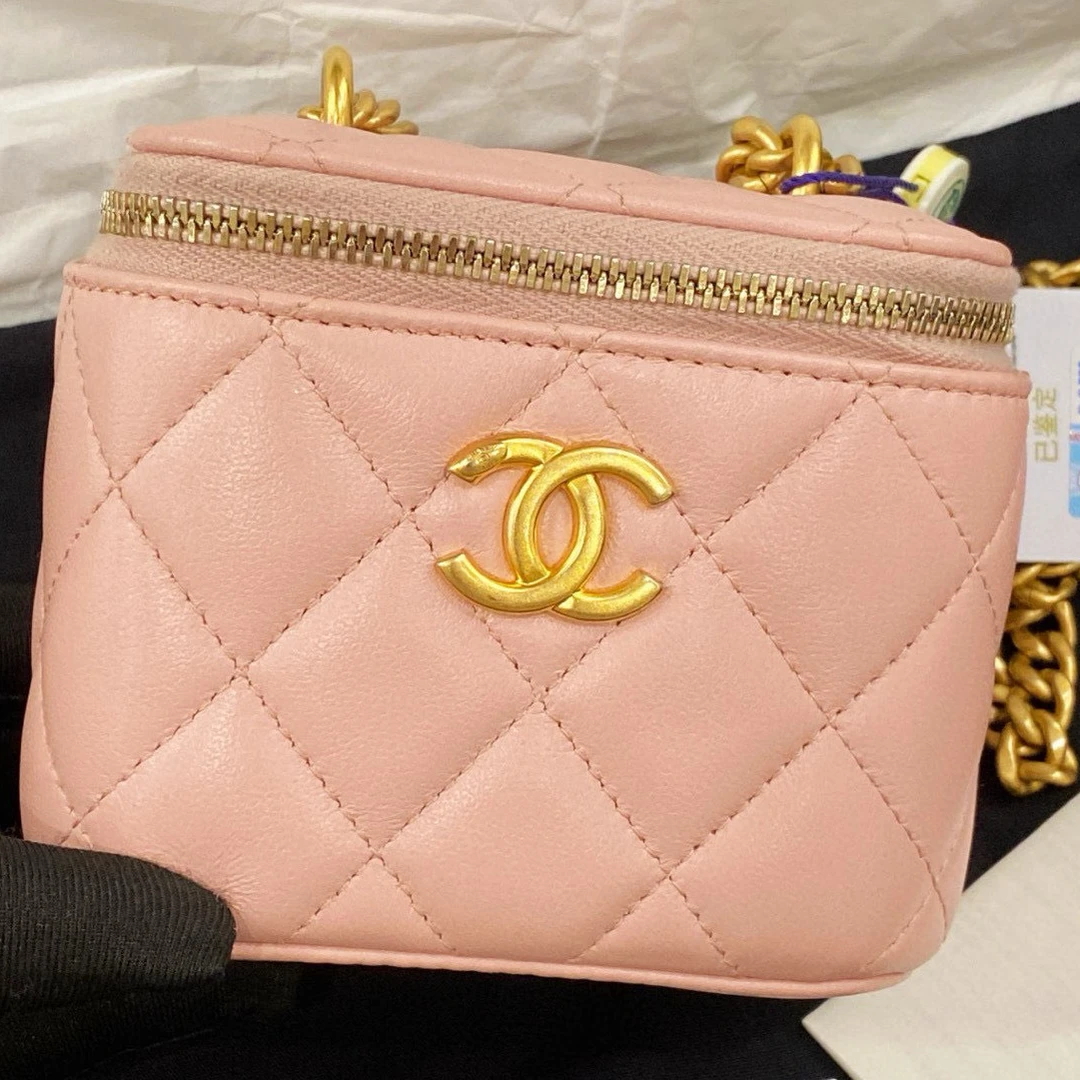 95新 Chanel/香奈儿 23S 山茶花扣樱花粉小盒子包包/G/7QH32829