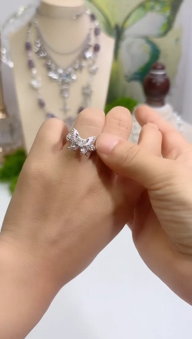 合成立方氧化锆合金锆石合金紫色戒指