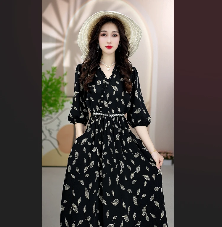 B3355F女装连衣裙-花色气质显瘦时尚裙子