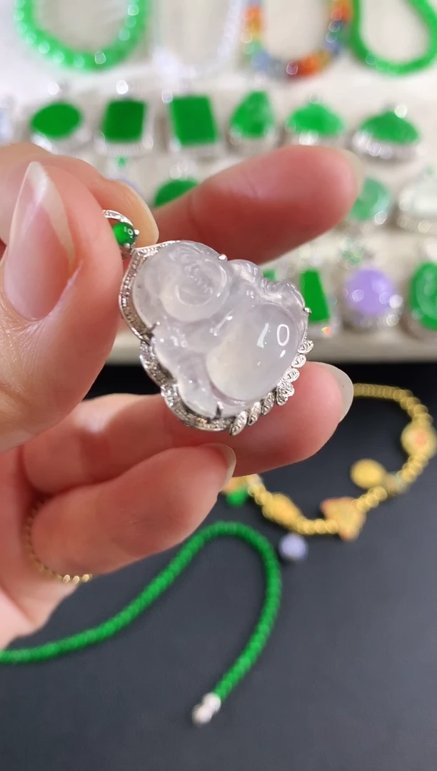 吊坠(不含链)18K金镶嵌翡翠15|