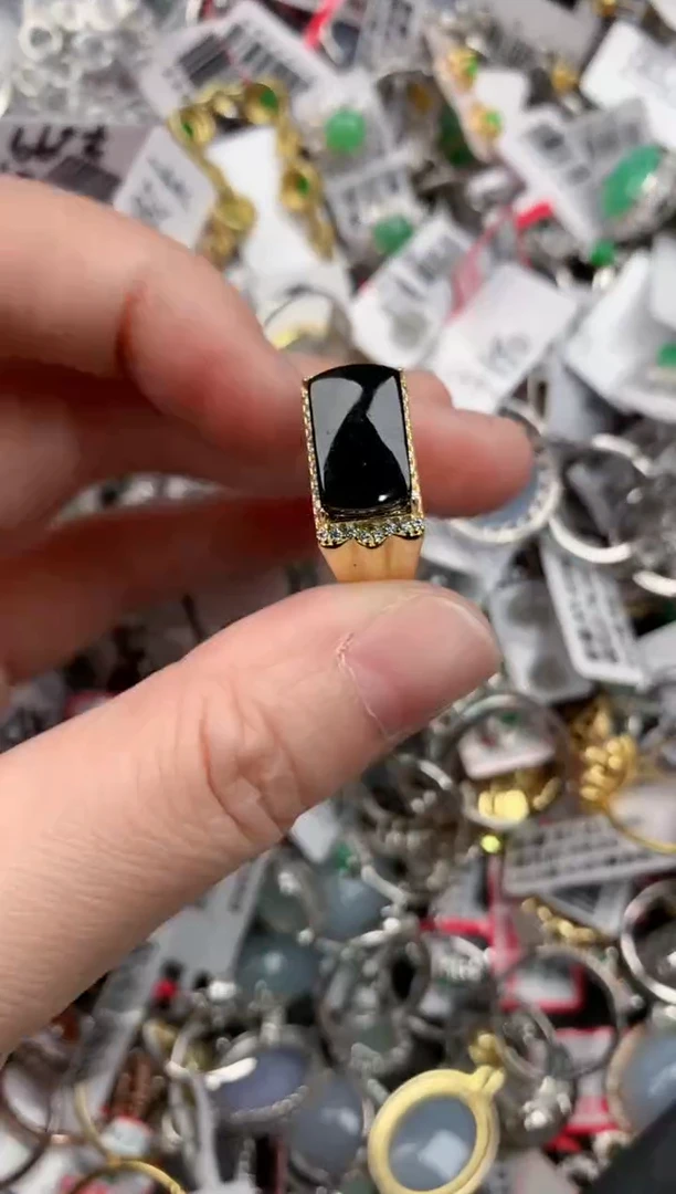 银S925镶嵌戒指翡翠444            8