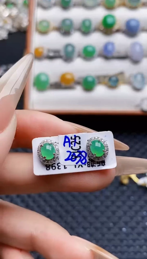 银S925镶嵌戒指翡翠3487