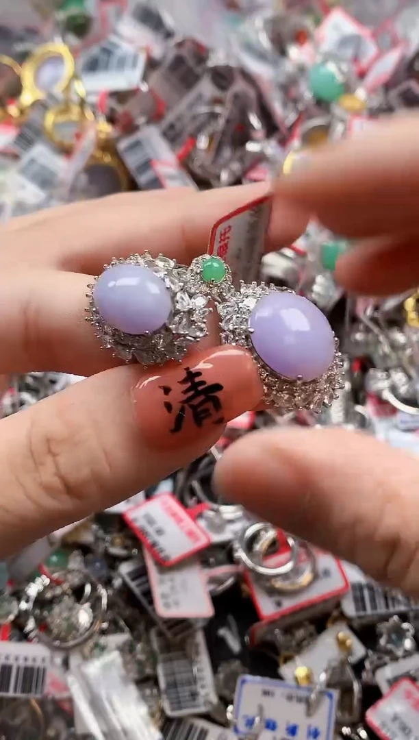 银S925镶嵌戒指翡翠天然A货缅甸翡翠