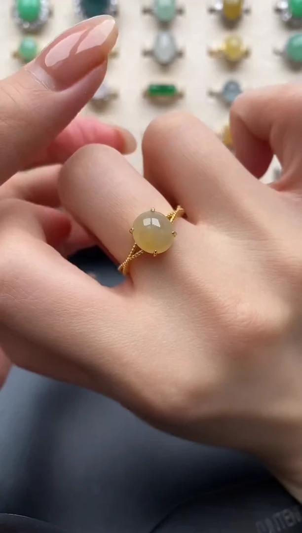 银S925镶嵌戒指翡翠一物一证一礼盒