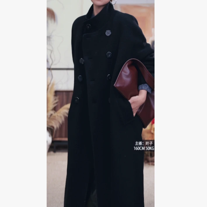 【锋尚大女主】羊绒羊毛立绒双排扣大廓形双面长款大衣