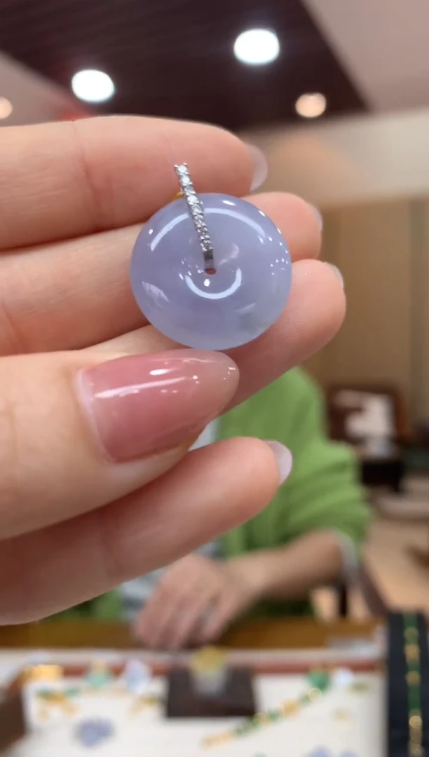 吊坠(不含链)18K金镶嵌翡翠平安扣