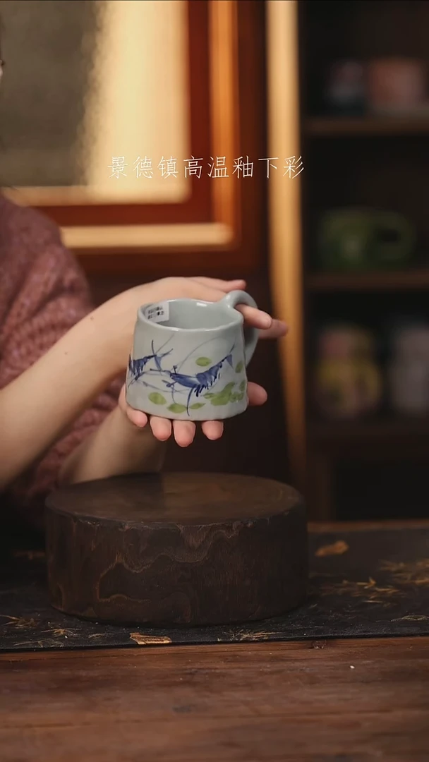 陶瓷景德镇高温釉下手绘陶瓷@L076@