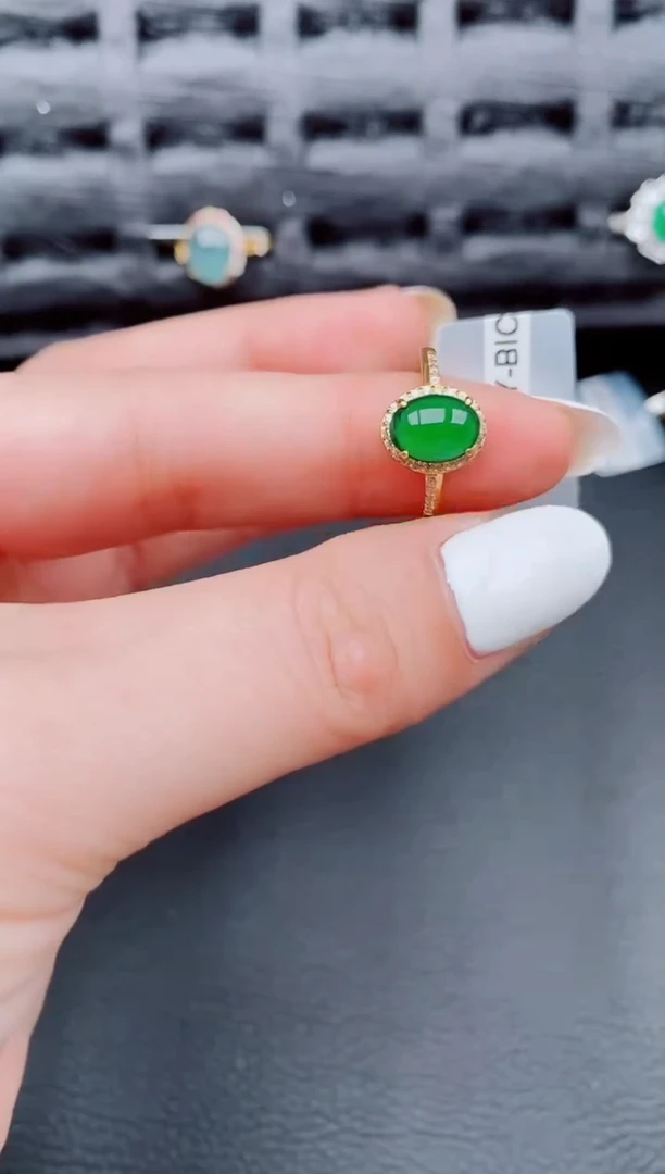 【闪购商品】翡翠戒指银S925镶嵌天然a货翡翠274