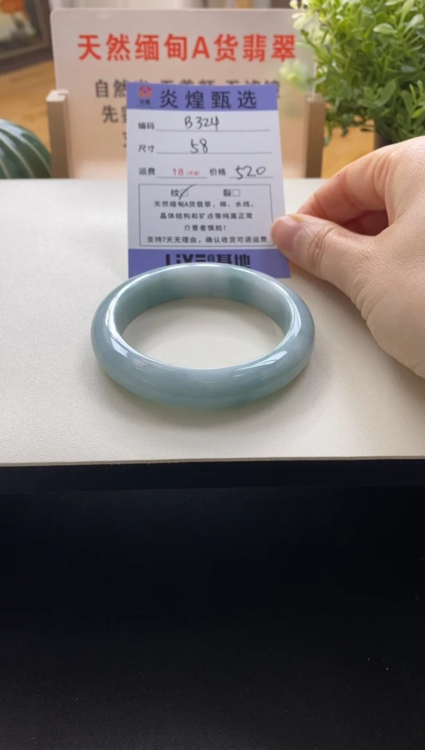 未镶嵌手镯翡翠圈口58.2编码b324