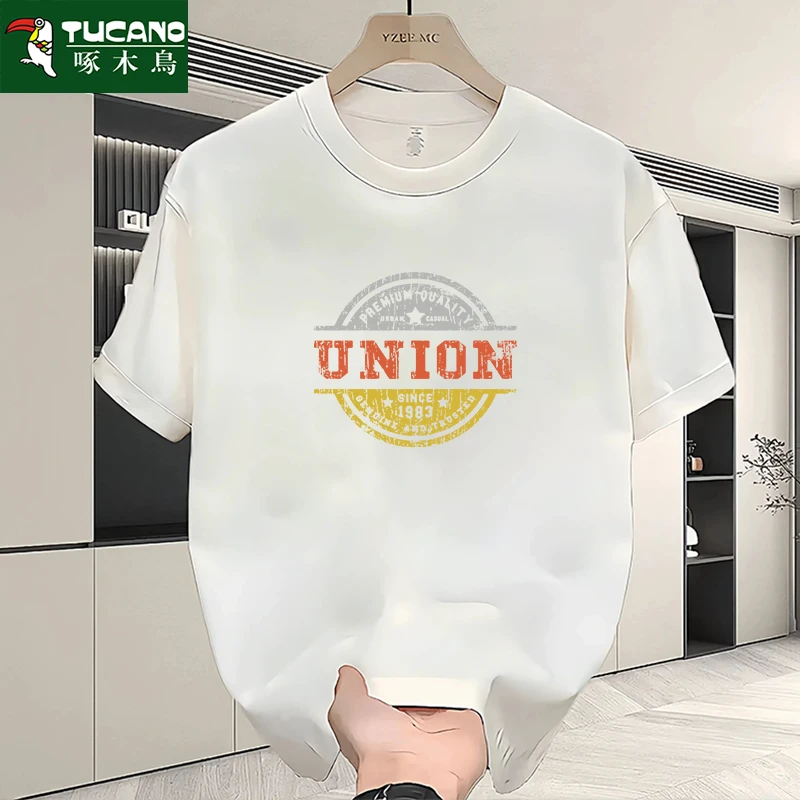 重磅袖t恤男士简约青春潮流时尚百搭运动休闲青少年舒适套头上衣