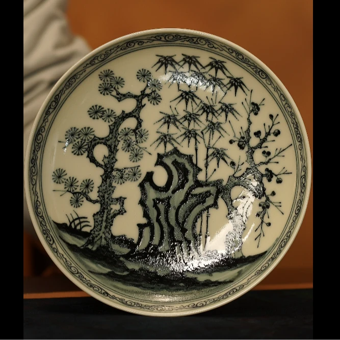 景德镇 觅纤柴窑 松竹梅壶承 茶盘