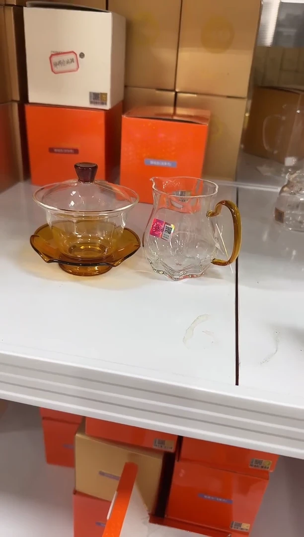 @@禾器晶彩荷叶盖碗琥珀色+颂妍琥珀