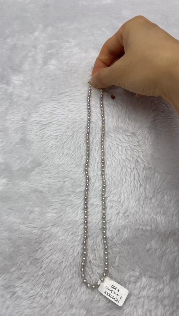 项链银S925镶嵌海水珍珠AK真多麻4-4.5mm