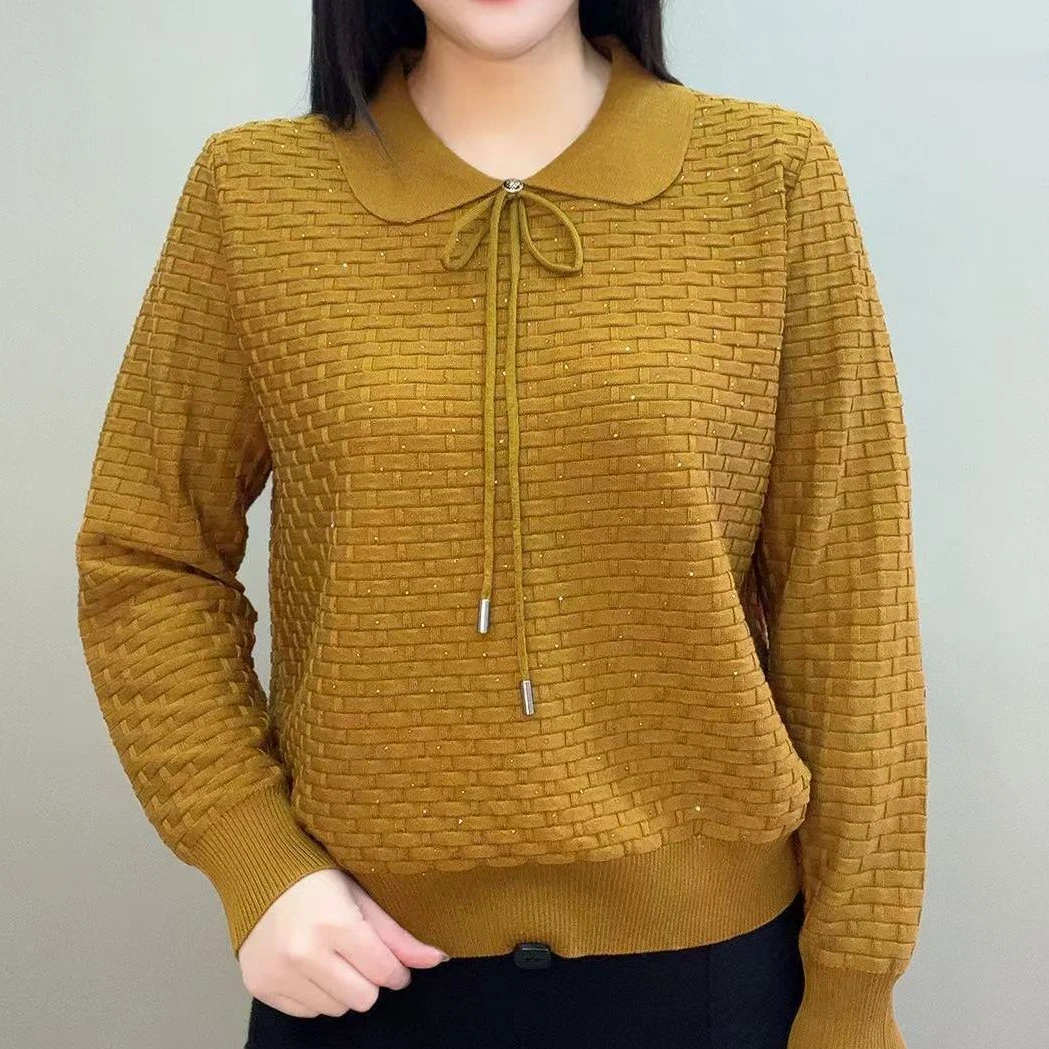 韩版高档气质爆款针织衫休闲漂亮春秋长袖妈妈装百搭减龄毛衣打底