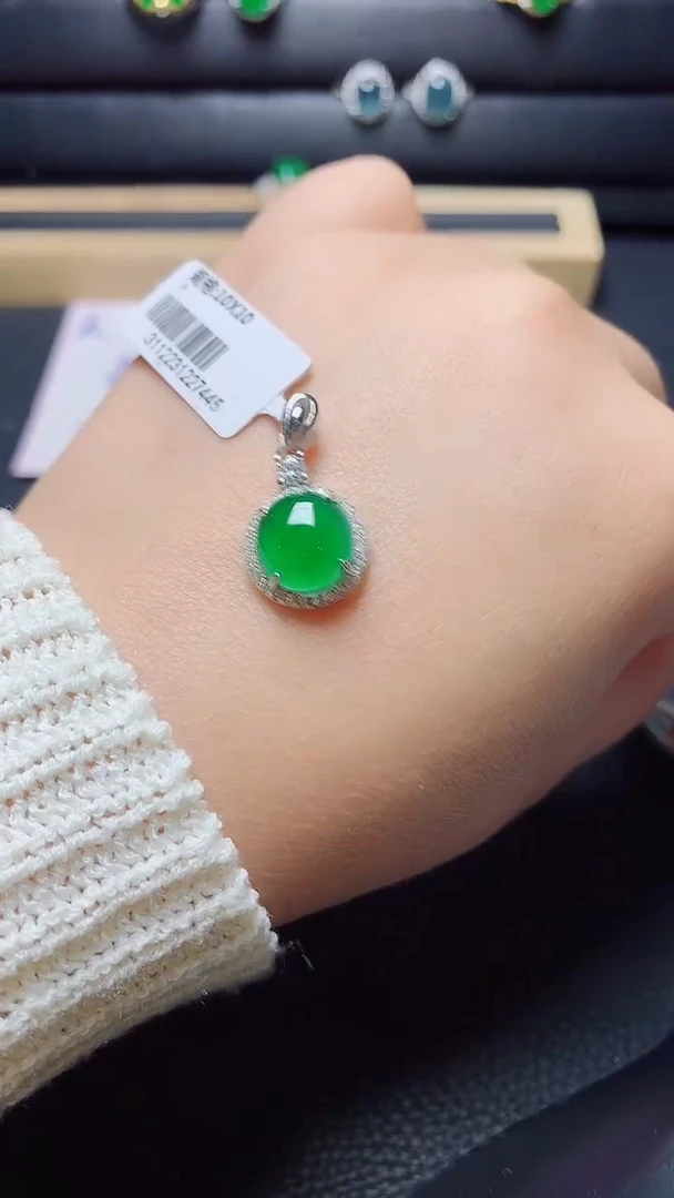 银S925镶嵌戒指翡翠 天然翡翠A货s925银镶