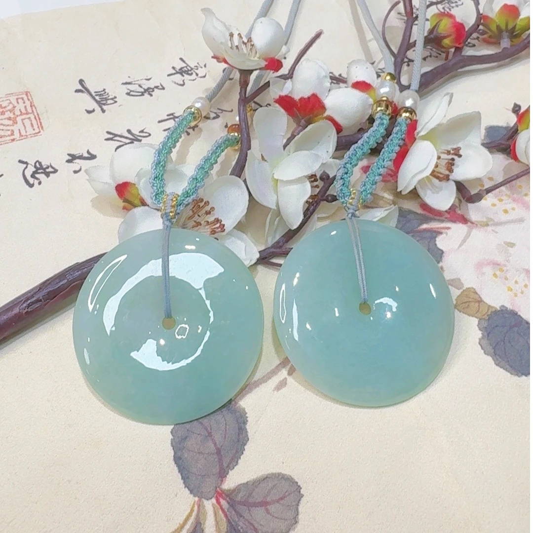 天然翡翠A货平安扣（多样性发货只发一个）宽45-50厚5-8送绳