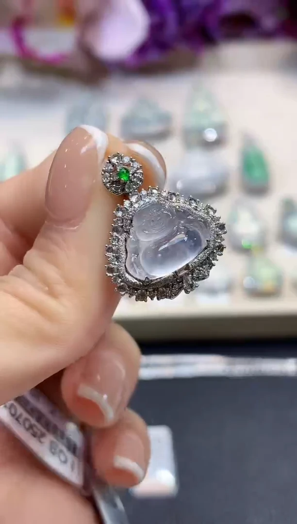 吊坠(不含链)18K金镶嵌翡翠C19