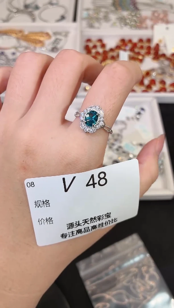 银S925镶嵌戒指托帕石多样性发一V48