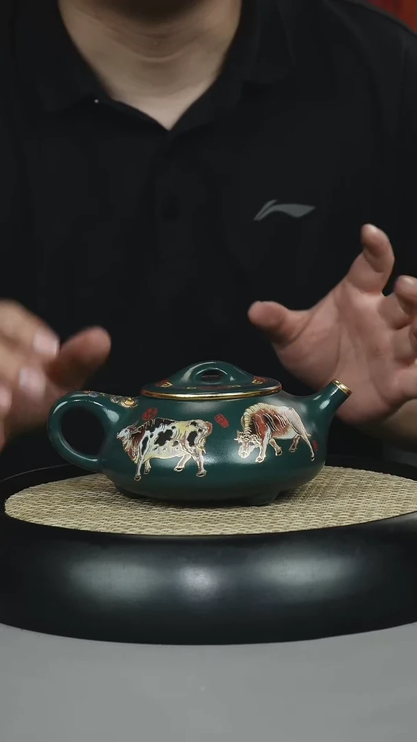 茶壶紫砂苏门答腊青 景州石瓢 五牛 珐琅彩