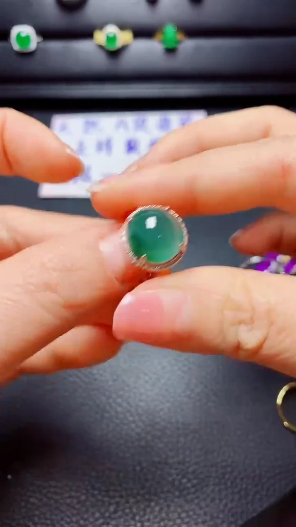 银S925镶嵌戒指翡翠 天然翡翠A货s925银镶