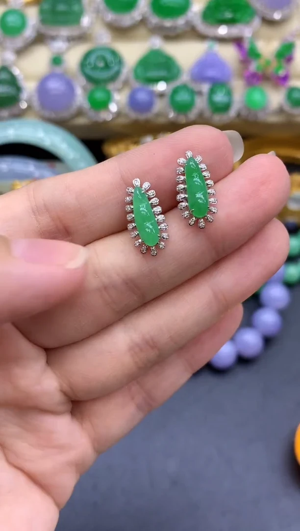 18K金镶嵌翡翠耳饰326-中国好珍宝