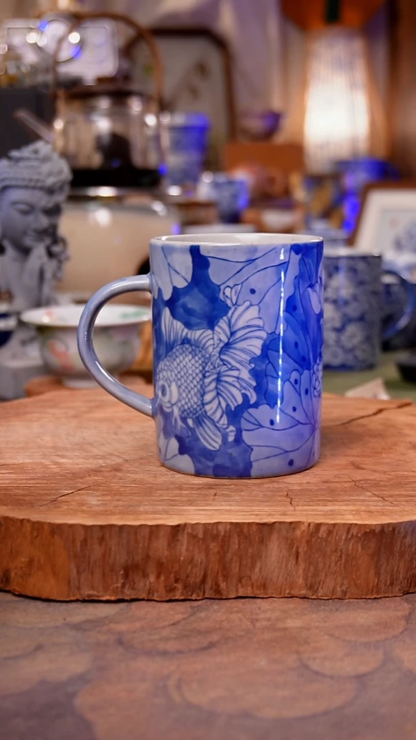 杯子陶金鱼手工手绘手工手绘