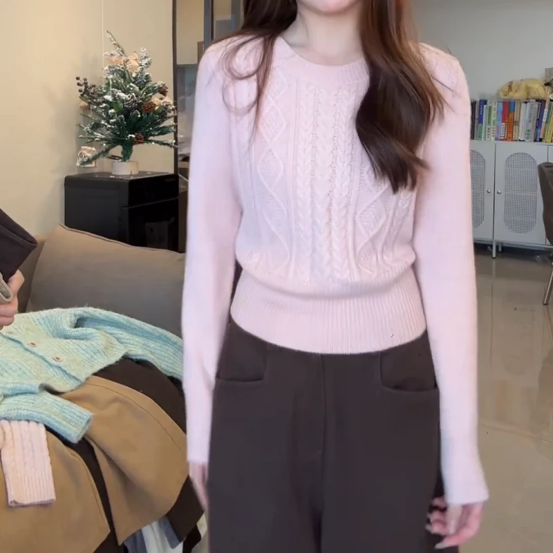 【蔷薇之恋】冬季时尚新款重工钩花纹理毛衣针织衫LK2508683