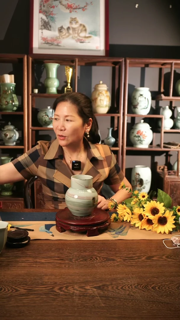 纯手工 绞胎 花器（字