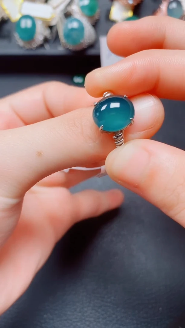 翡翠戒指银S925镶嵌翡翠