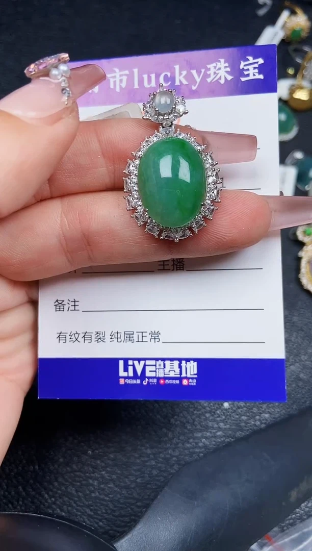 翡翠银S925镶嵌颈饰2503