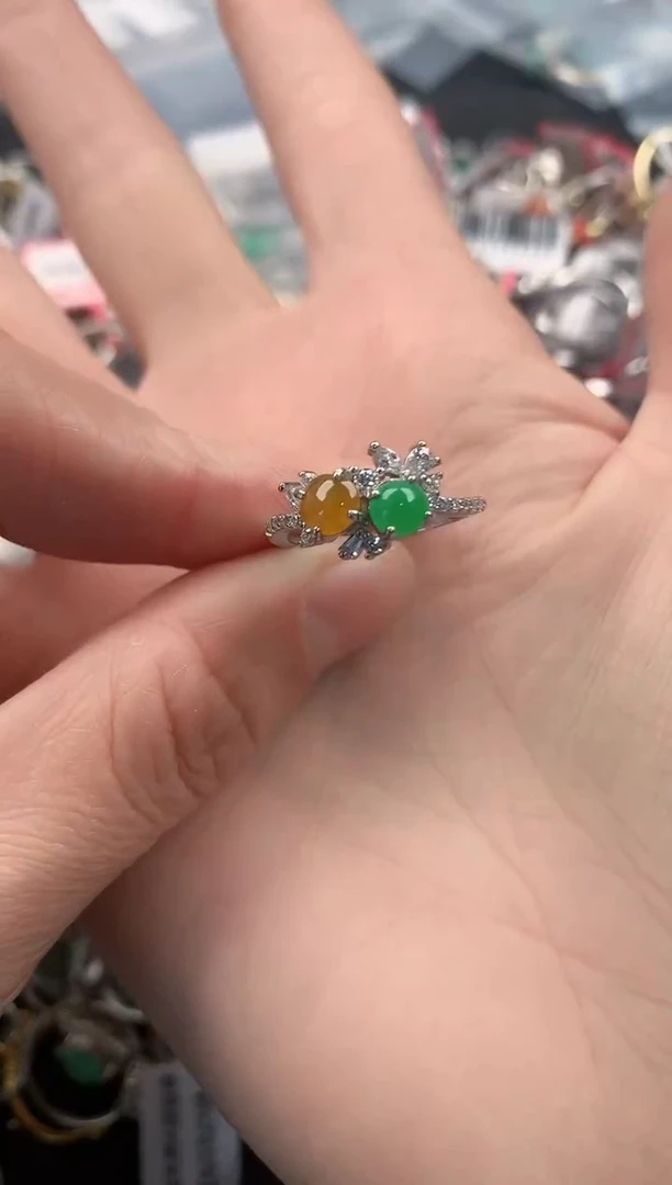 银S925镶嵌戒指翡翠555   5