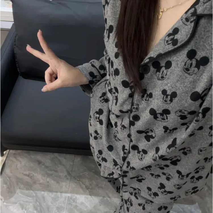 【卡通米奇】秋冬季新款韩版简约ins德绒睡衣女显瘦休闲套装家居服