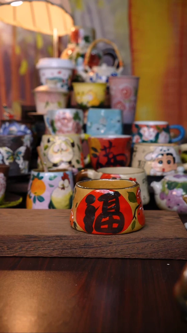 杯子陶泥垚手作 景德镇手工手绘陶瓷器物