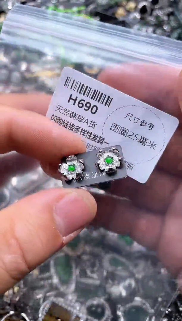 【闪购商品】翡翠颈饰未镶嵌H690耳钉