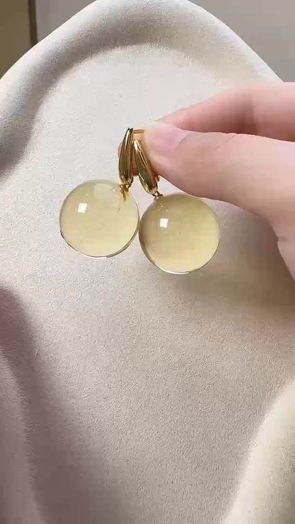 琥珀未镶嵌耳饰耳环